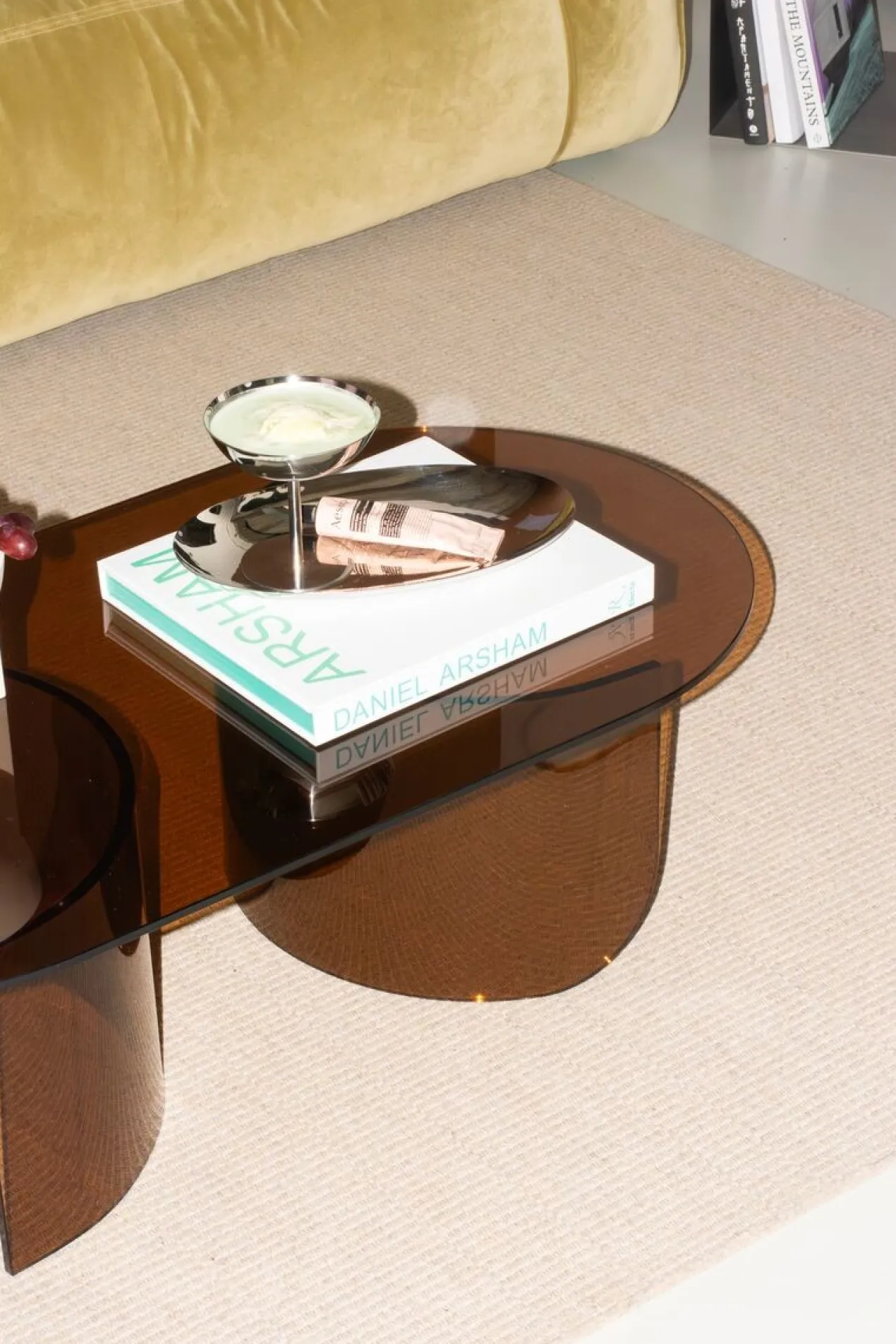 Salontafel Plateau glas amber