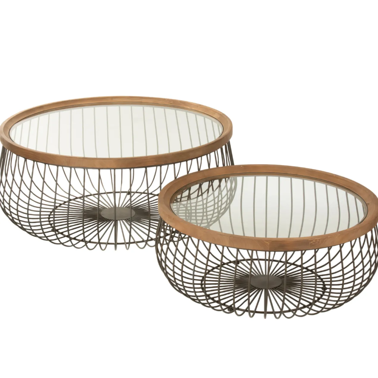 Salontafel Rond metaal/glas - set van 2