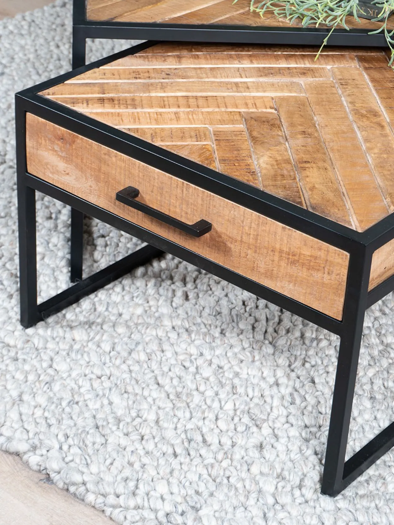 Salontafel Ruby visgraat mangohout – set van 2