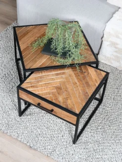 Salontafel Ruby visgraat mangohout – set van 2