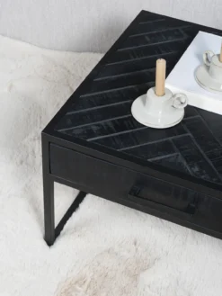Salontafel Ruby visgraat zwart mangohout – set van 2