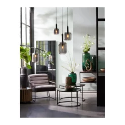 Salontafel Tabun glas en mat zwart set van 2