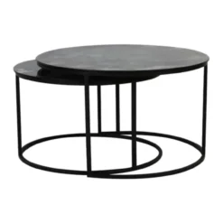 Salontafel Tabun glas en mat zwart set van 2