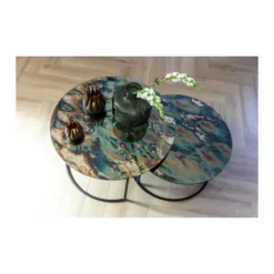 Salontafel Tabun glas en mat zwart set van 2
