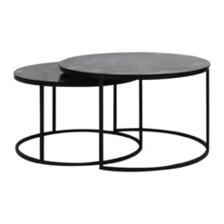 Salontafel Tabun glas en mat zwart set van 2