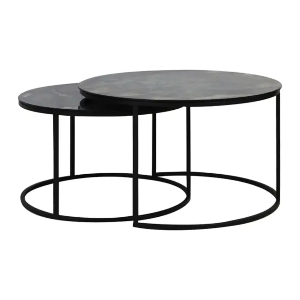 Salontafel Tabun glas en mat zwart set van 2
