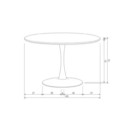 Sammy eettafel trompetvoet rond mdf zwart o120 cm