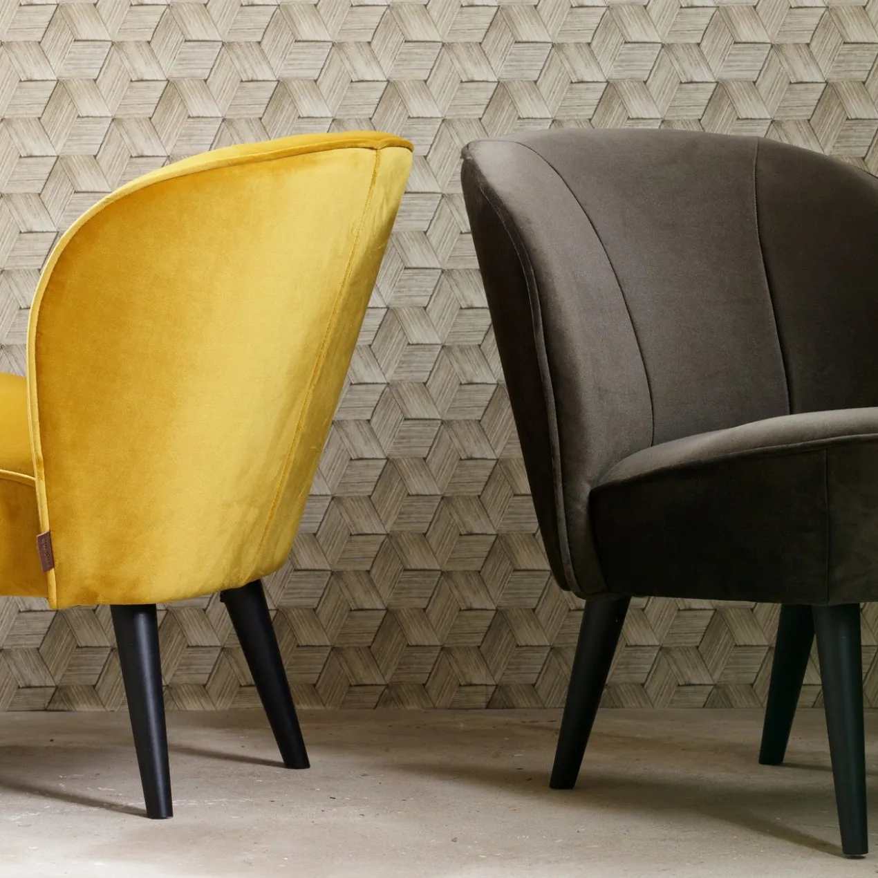 Sara fauteuil velvet oker
