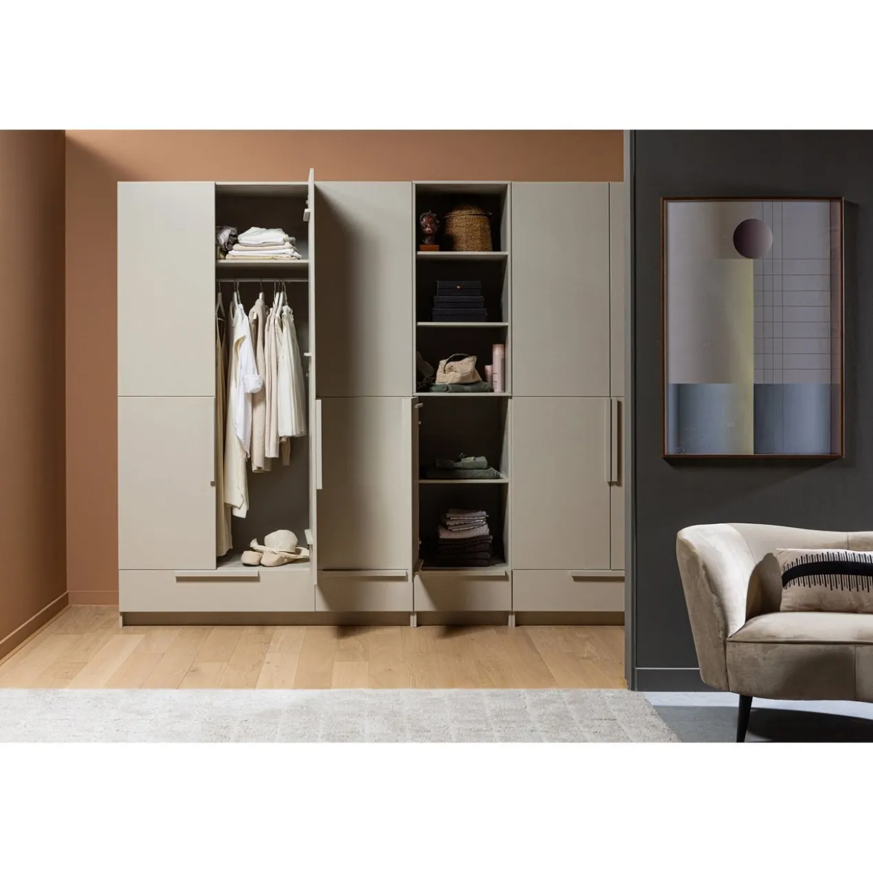 Sara lounge fauteuil links velvet khaki