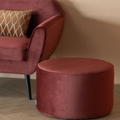 Sara poef laag 36xo60 cm velvet bordeauxrood [fsc]