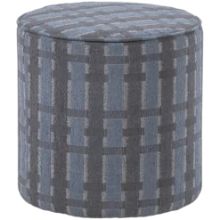 Sarli poef hoog ruit dessin chenille grijs/blauw [fsc]