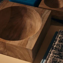 Schaal Teak cube bowl M