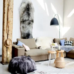 Schapenvacht icelandic natural grey 210×80 cm