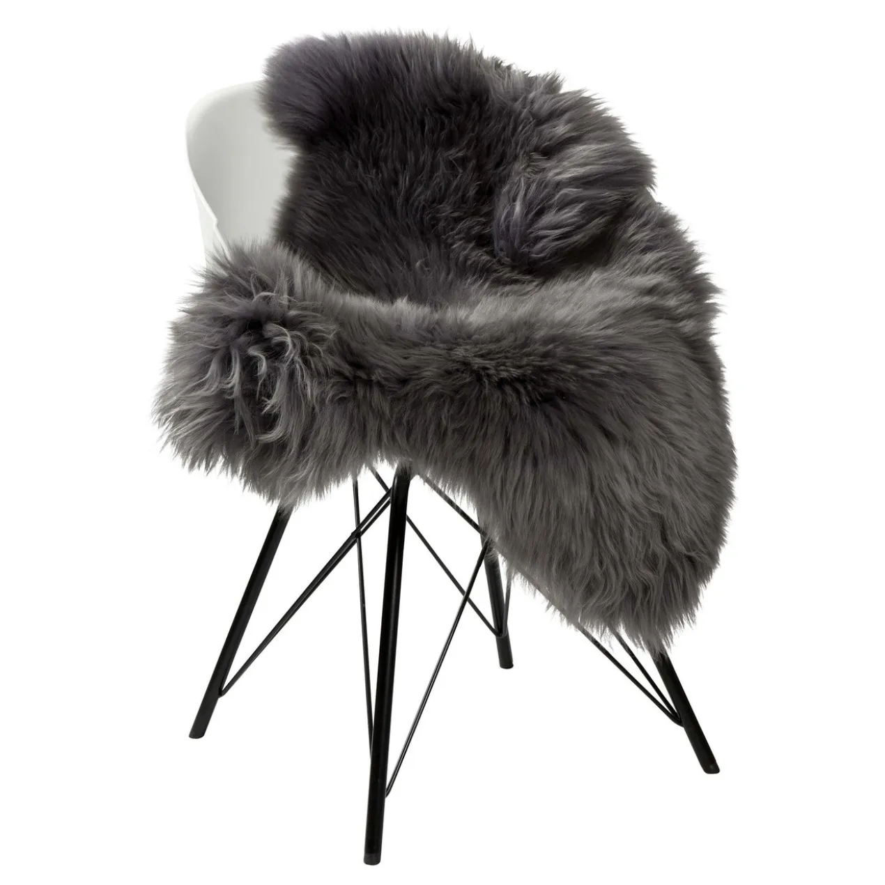 Schapenvacht longhair dark grey 100×65 cm