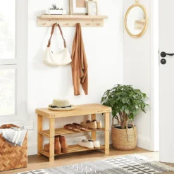 Schoenenrek Indusign bamboe Naturel en wit bamboe
