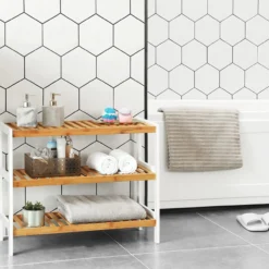 Schoenenrek Indusign bamboe Naturel en wit bamboe