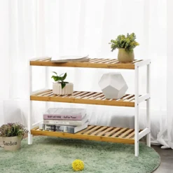 Schoenenrek Indusign bamboe Naturel en wit bamboe