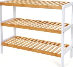 Schoenenrek Indusign bamboe Naturel en wit bamboe