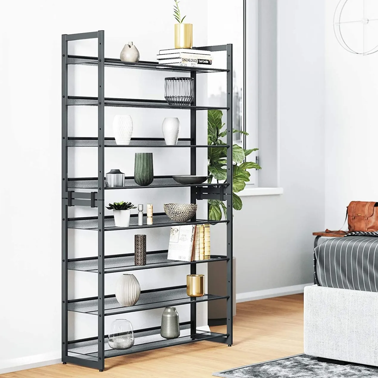 Schoenenrek 2 x (stapelbaar) met 4 niveaus Indusign Zwart
