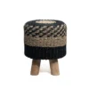 Seagrass gevlochten kruk rond zwart/natural