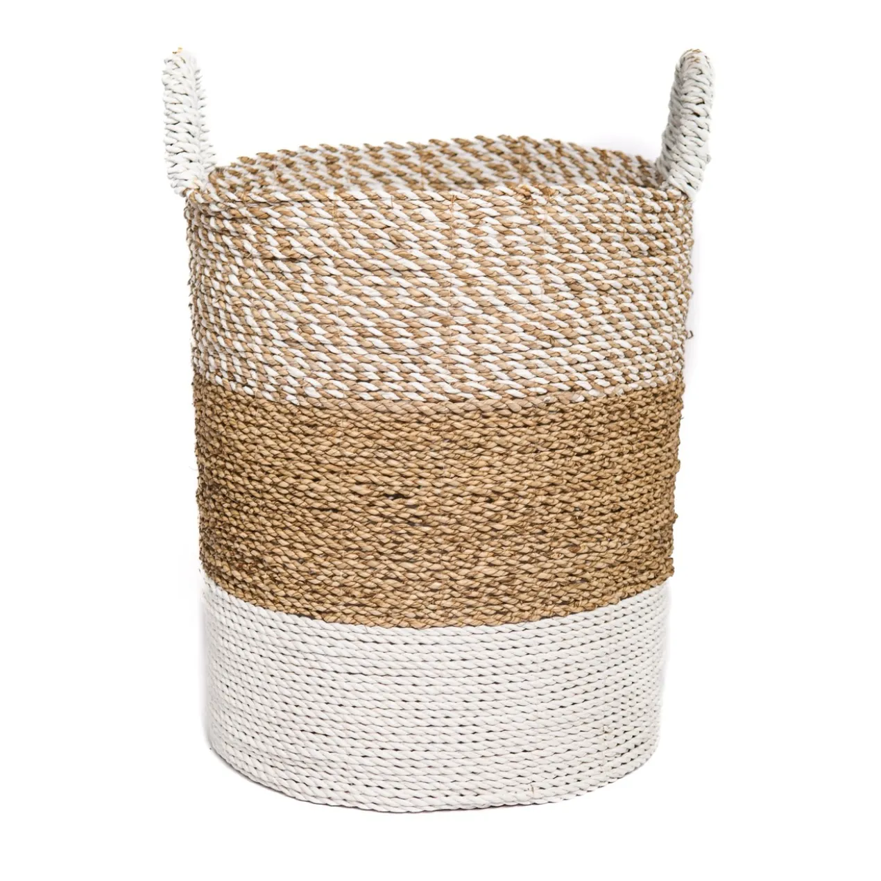 Seagrass gevlochten mand natural-wit/natural/wit S