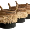 Seagrass waterhyacint mand met raffia natural/zwart S