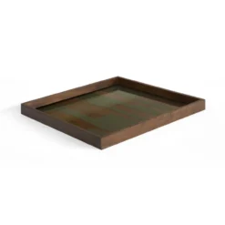 Second Nature glazen dienblad vierkant 51x51 cm - moss