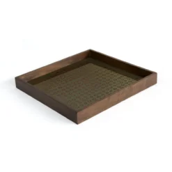 Second Nature glazen dienblad vierkant 38x38 cm - moss