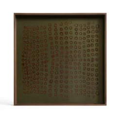 Second Nature glazen dienblad vierkant 38x38 cm - moss