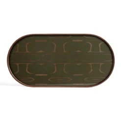 Second Nature glazen dienblad ovaal 71x36 cm - moss