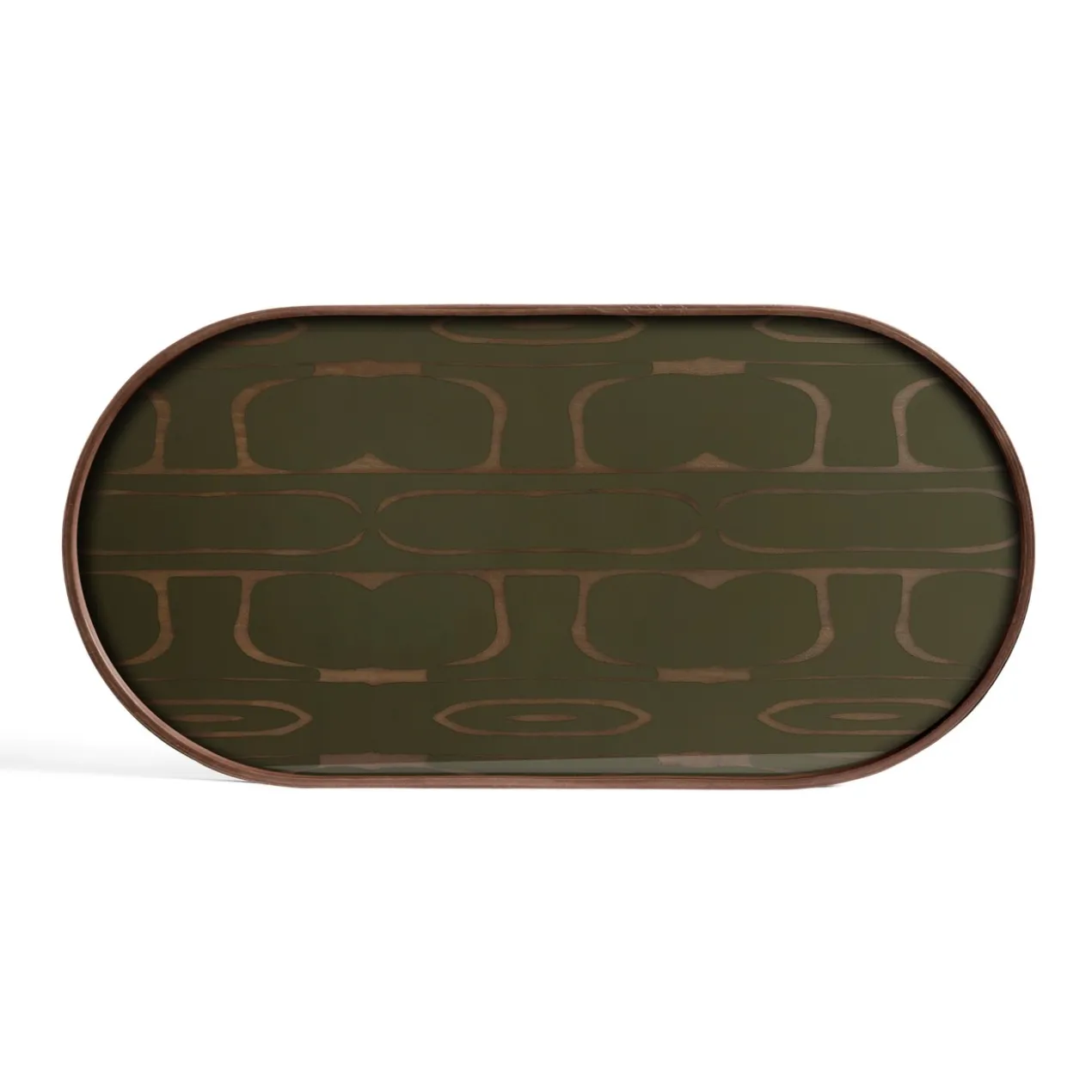 Second Nature glazen dienblad ovaal 71x36 cm - moss