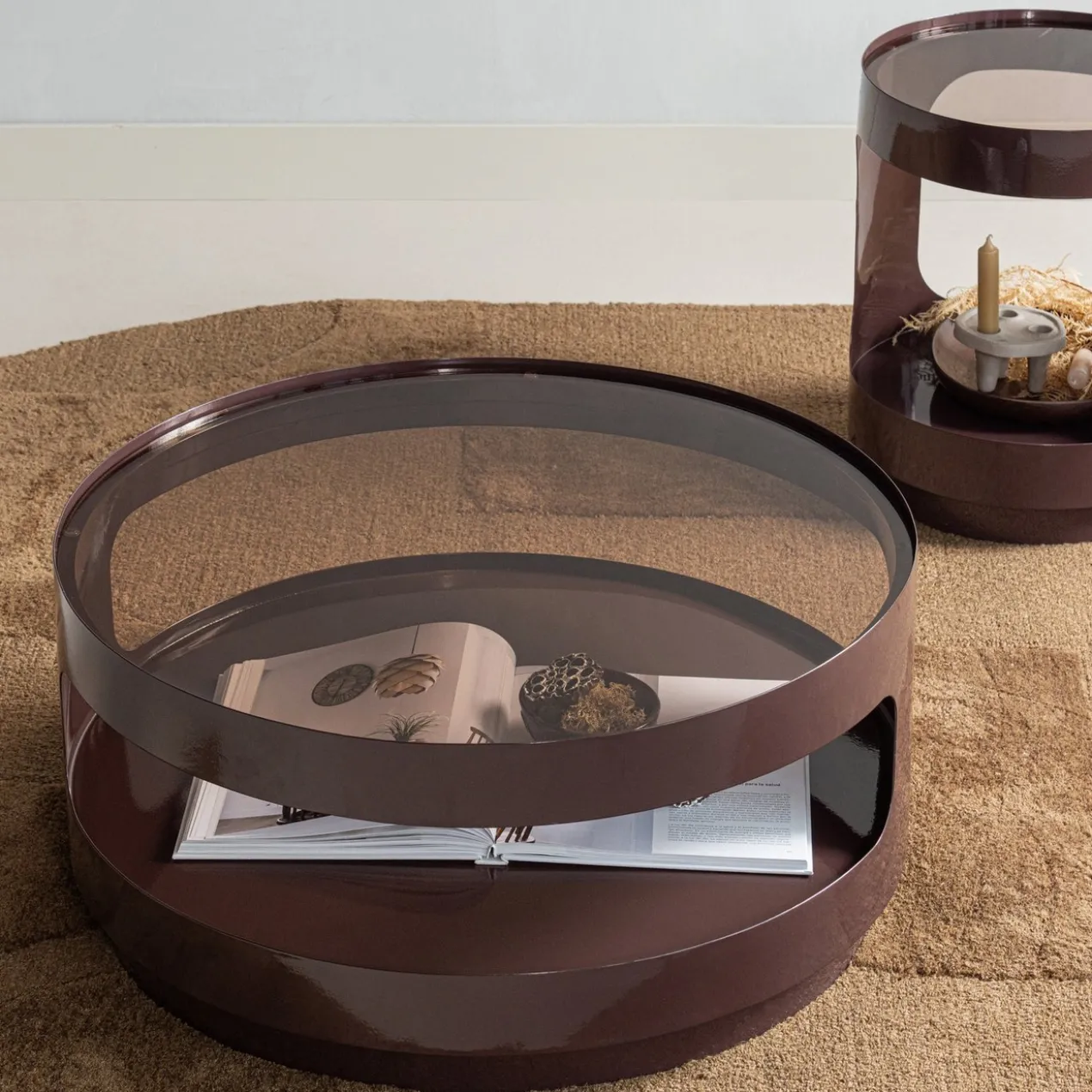 Sero salontafel metaal/glas bruin