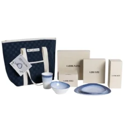Servies Aegean Melamine set met coolerbag sea blue