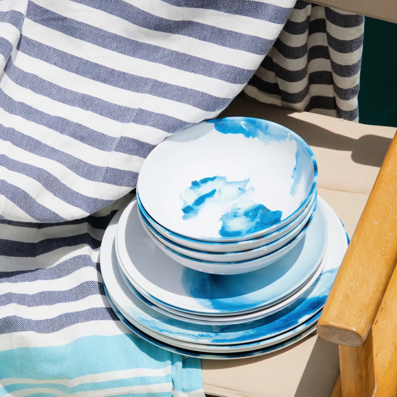 Servies Melamine deep sea - set van 12