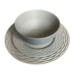 Servies Melamine Ripple sand - set van 12