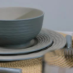 Servies Melamine Ripple sand - set van 12