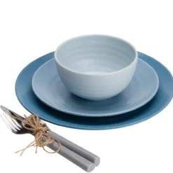 Servies Melamine shades of blue - set van 12