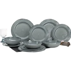 Servies Moondust melamine antracietgrijs - set van 12