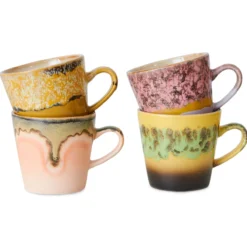 Servies 70's ceramics americano mugs radiant - set van 4