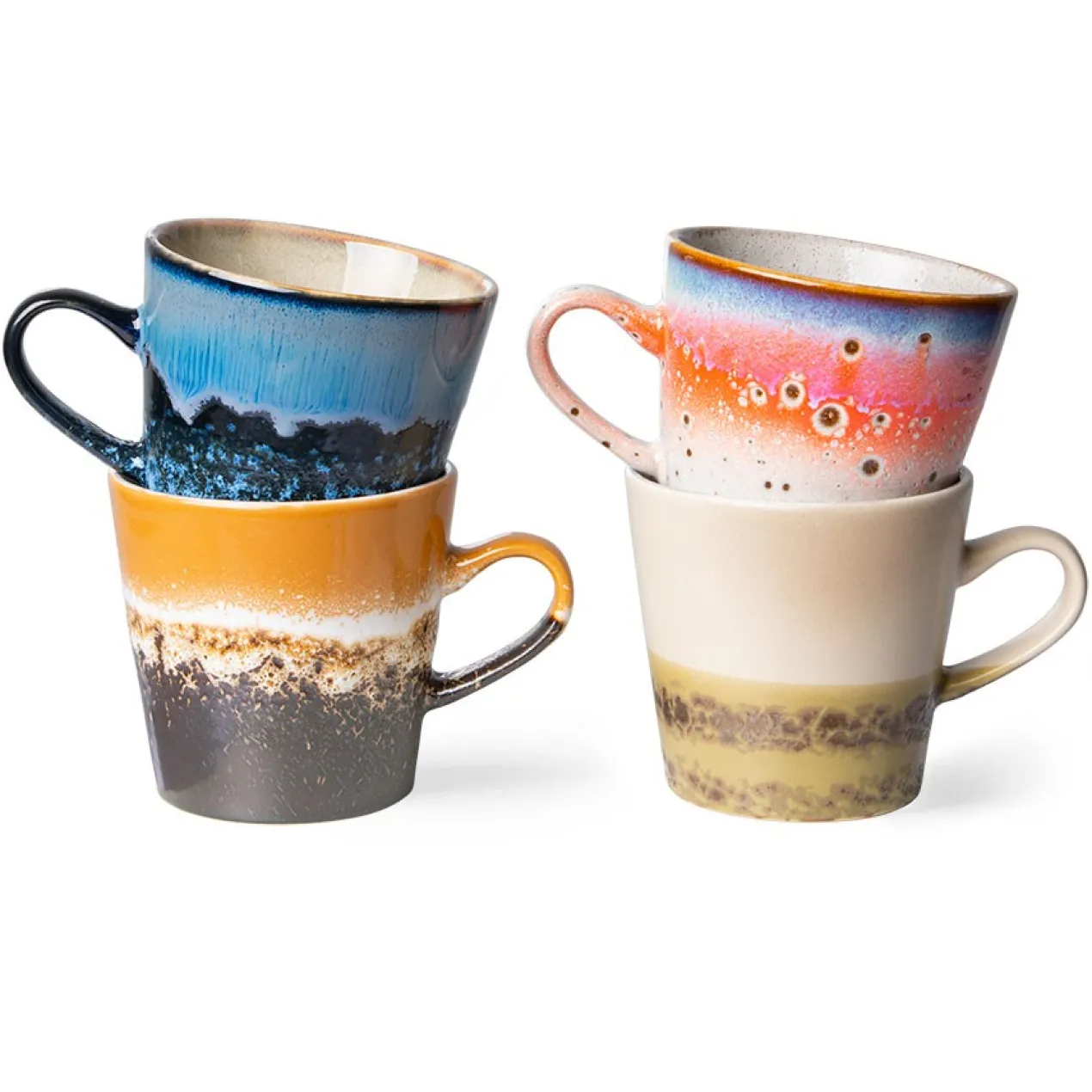 Servies 70's Ceramics Americano Mugs pegasus - set van 4