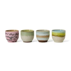 Servies 70's Ceramics cafe cup Deco - set van 4