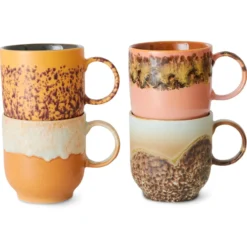 Servies 70's Ceramics Café Mugs cape - set van 4