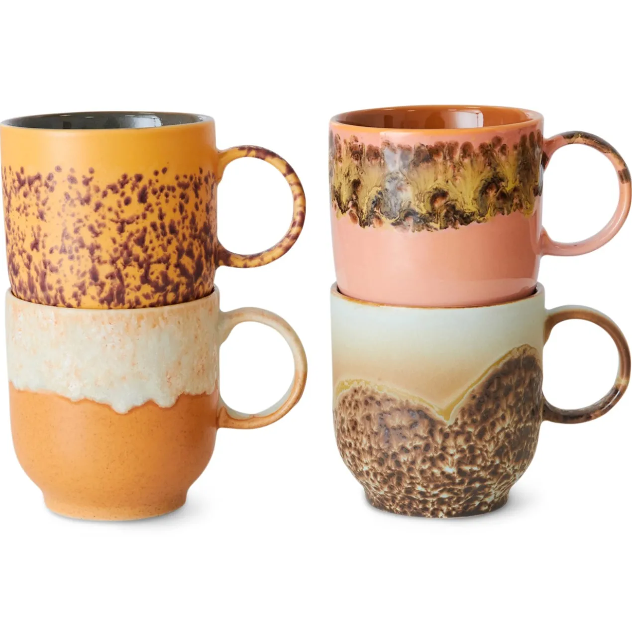 Servies 70's Ceramics Café Mugs cape - set van 4