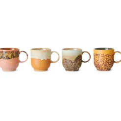 Servies 70's Ceramics Café Mugs cape - set van 4
