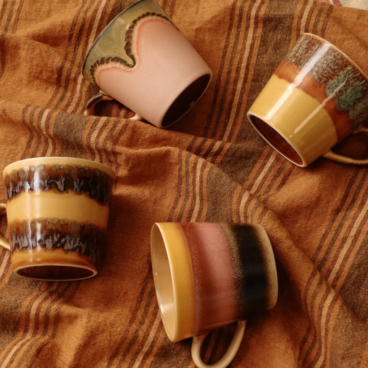 Servies 70s ceramics cappuccino mugs vista - set van 4