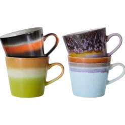 Servies 70's Ceramics Cappuccino mok Solid - set van 4
