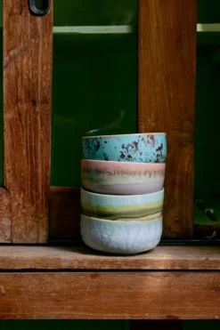 Servies 70's Ceramics dessert kom impression - set van 4