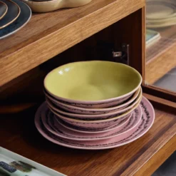 Servies 70's ceramics dinerbord Bubble - set van 2