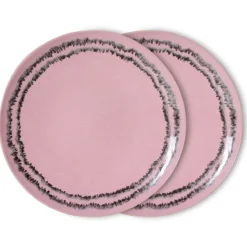 Servies 70's ceramics dinerbord Bubble - set van 2