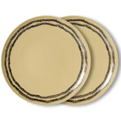 Servies 70's ceramics dinerbord Vanilla - set van 2